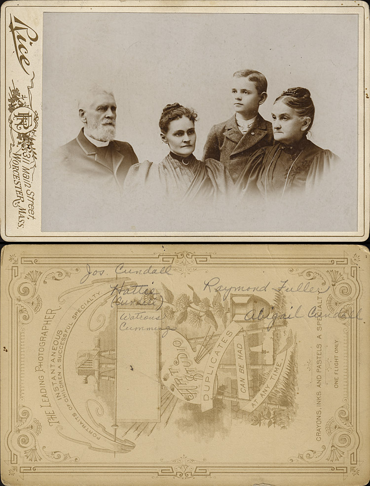 INBond-62 - both-Jos. Cundall, Hattie (Cundall) Watrous Cummings, Raymond Fuller, Abigail Cundall-c.1887-750.jpg